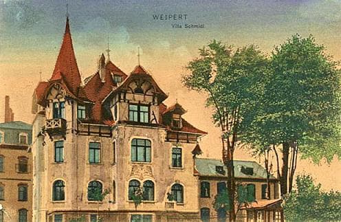 Weipert — Villa Schmidl, Annabergerstraße, farbige Ansichtskarte