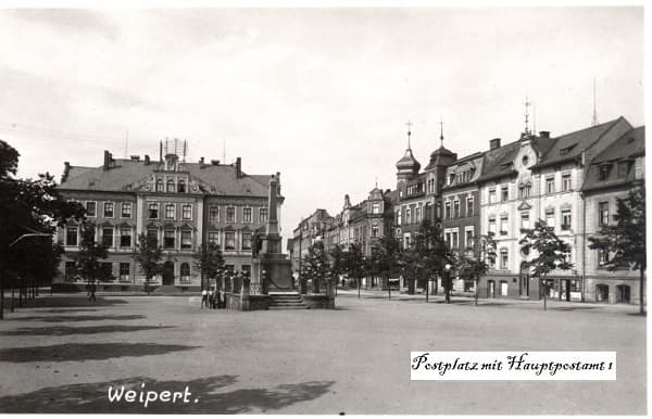 Weipert — Postplatz mit Hauptpostamt
