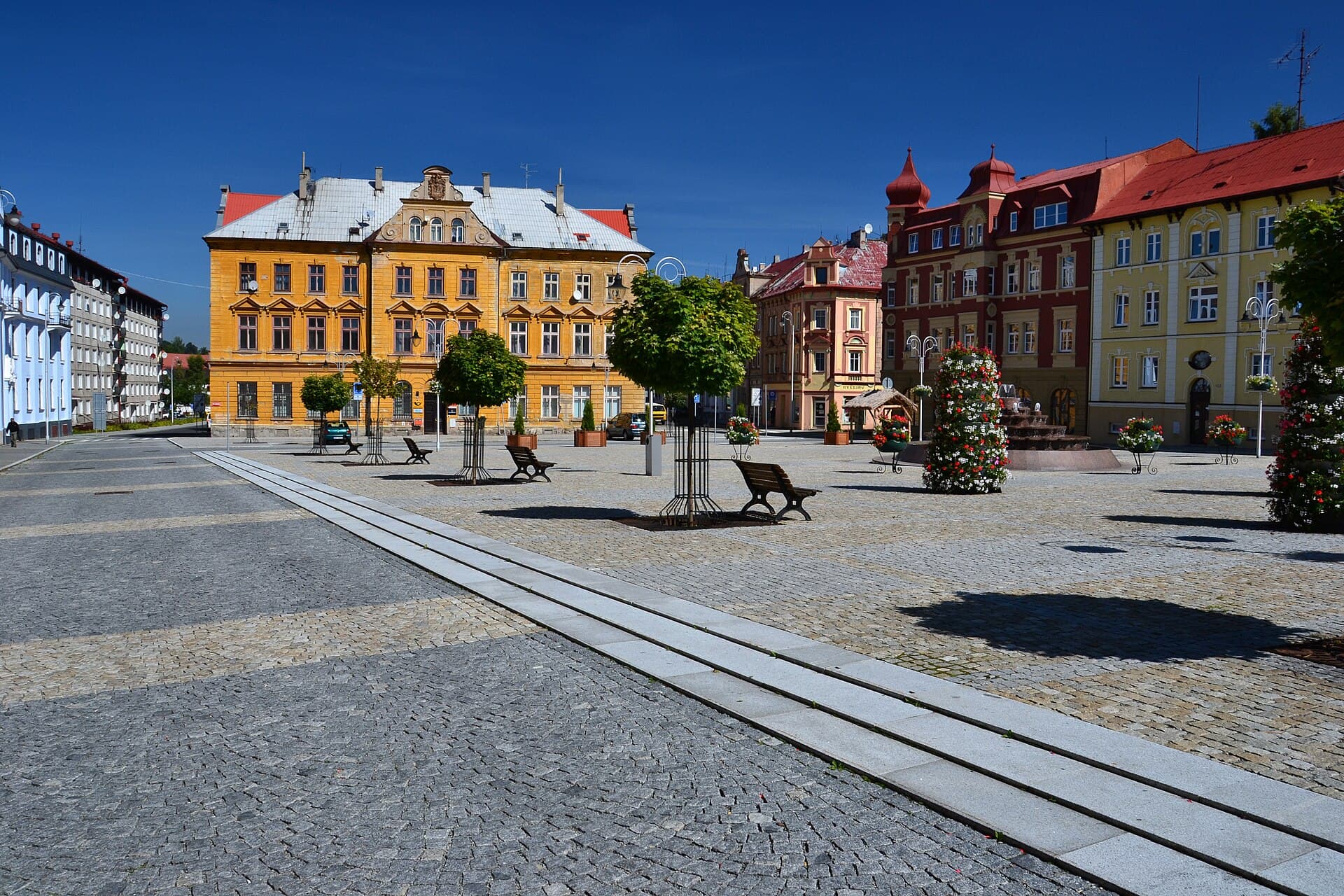 Stadtplatz Weipert (Vejprty) — Blick auf den historischen Marktplatz