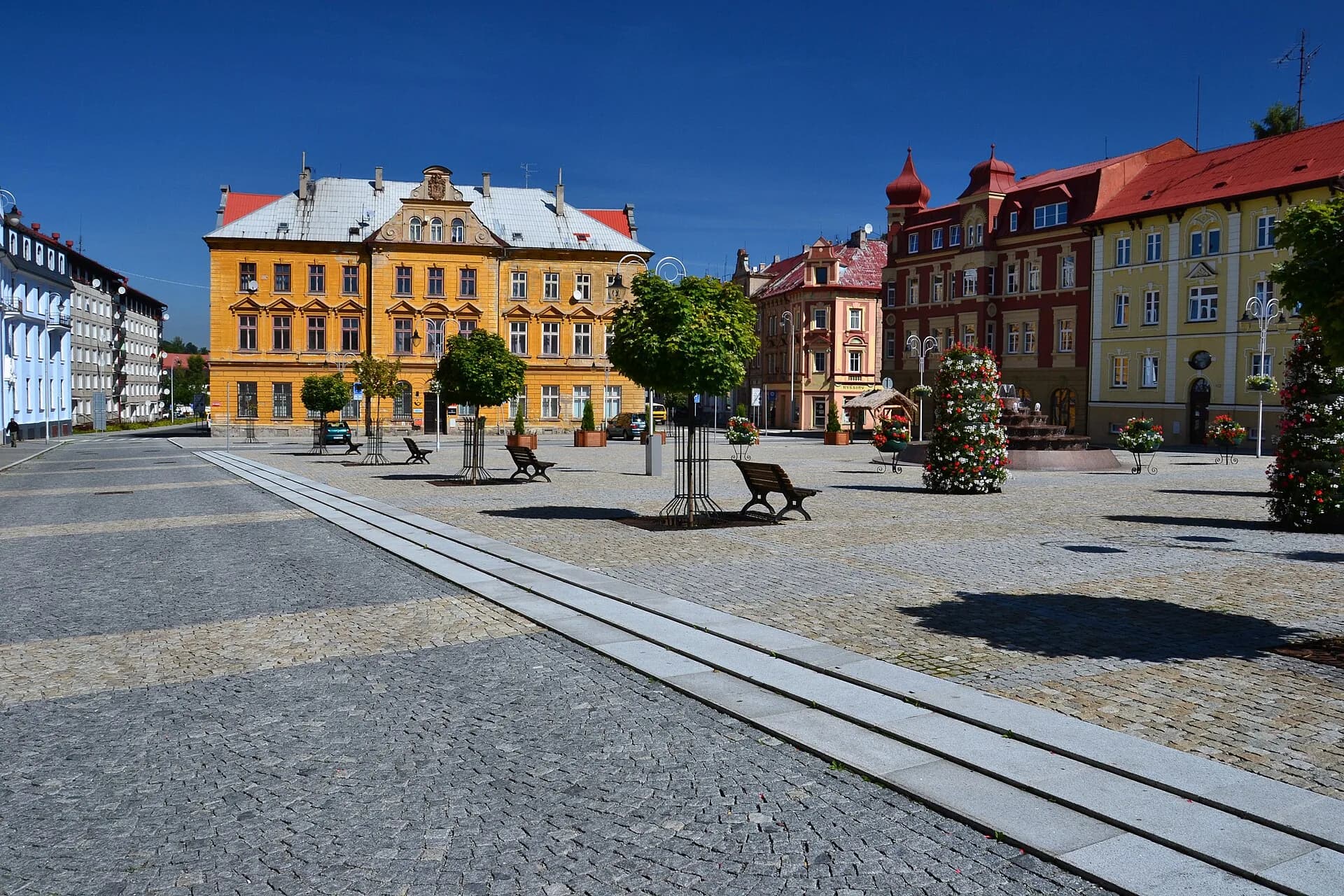 Stadtplatz Weipert (Vejprty) — Blick auf den historischen Marktplatz