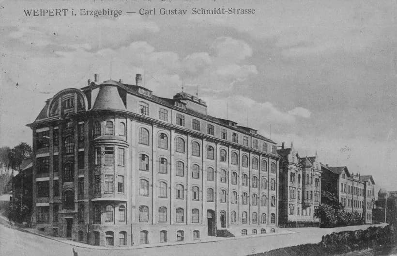 Weipert — Fabrikgebäude A. Kunze & Co, historische Aufnahme um 1913